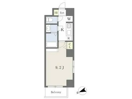 ゴルトベルク(1K/9階)の間取り写真