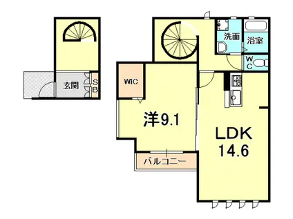 高橋ガーデンスクエア(1LDK/1階)の間取り写真
