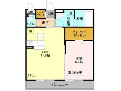 グレイス・フォレ I(1LDK/2階)の間取り写真