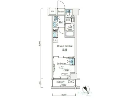 ソラニテ馬込(1DK/2階)の間取り写真