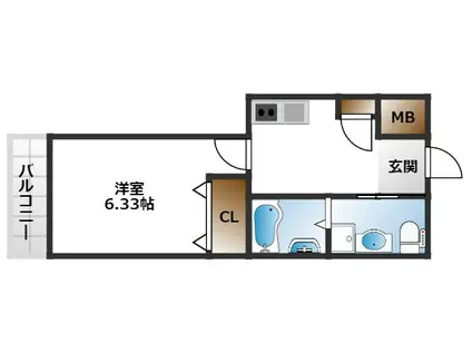 パロス豊中曽根(1K/1階)の間取り写真