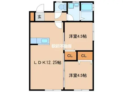 NR19(2LDK/1階)の間取り写真