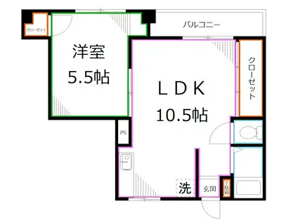 オレンジビル(1LDK/3階)の間取り写真
