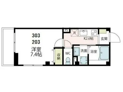パルテール蒔田(1K/2階)の間取り写真