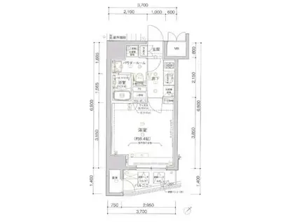 アルテシモプリマ(1K/6階)の間取り写真