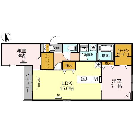 RACCOLT阪南町(2LDK/3階)の間取り写真