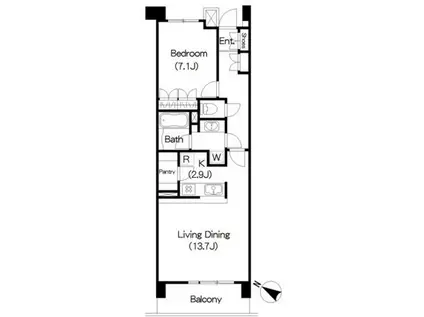 BRILLIA IST三軒茶屋アイビーテラス(1LDK/7階)の間取り写真