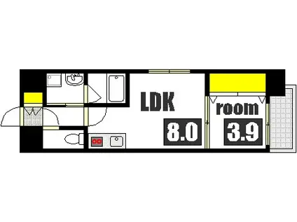 BONHEUR宇品海岸(1LDK/7階)の間取り写真