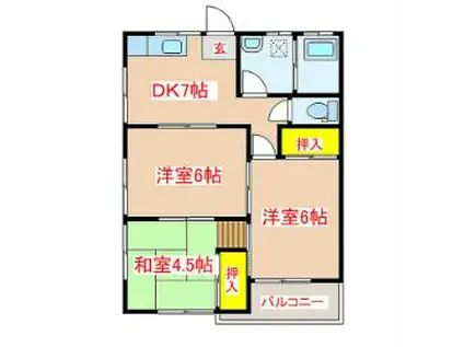 コーポチトナ (3DK/1階)の間取り写真