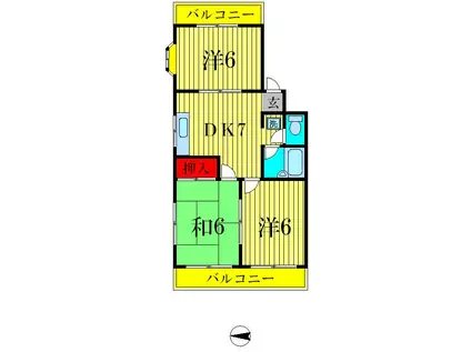 ジュネパレス新松戸第24(3DK/2階)の間取り写真