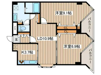 サムティ宮ヶ丘レジデンス(2LDK/4階)の間取り写真
