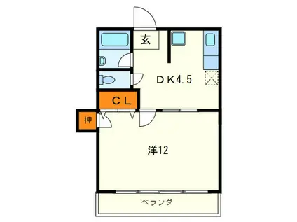 ミキハイム(1DK/3階)の間取り写真