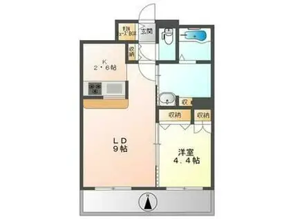 フェバリット ラ セスト(1LDK/9階)の間取り写真