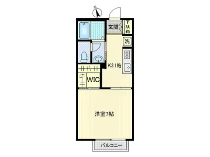 ライブタウンII(1K/2階)の間取り写真