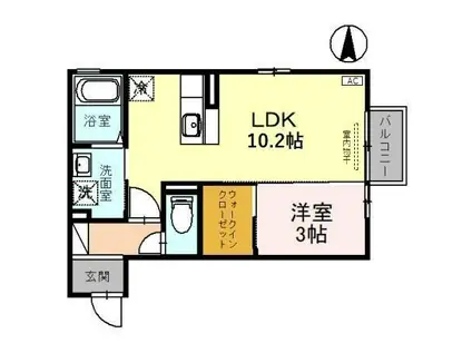 アウルモア示野(1LDK/2階)の間取り写真