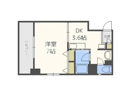 第13関根マンション(1DK/8階)の間取り写真
