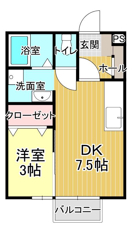 セジュール・モナリエK(1DK/1階)の間取り写真