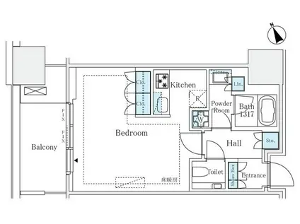 麻布台ヒルズレジデンスB(ワンルーム/6階)の間取り写真