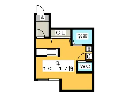 デ・ローサ(ワンルーム/1階)の間取り写真