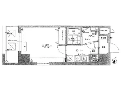 ピュアドームエクサイト博多アネックス(1K/6階)の間取り写真