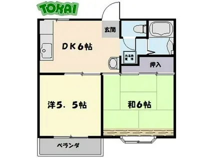 ジュネスB(2DK/1階)の間取り写真