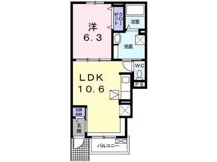 シエルソワール(1LDK/1階)の間取り写真