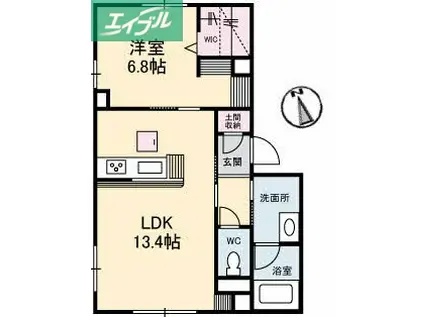LITTLE WING(1LDK/1階)の間取り写真