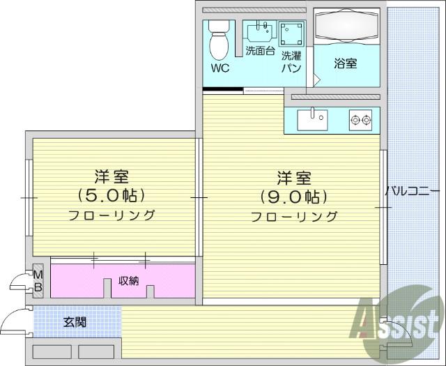 台原エミネンス(1LDK/2階)の間取り写真