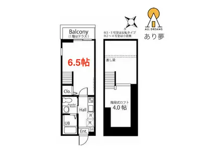ハーミットクラブハウス峰岡III(1K/2階)の間取り写真
