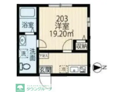 アベニール三ツ沢中町 A棟(1K/2階)の間取り写真