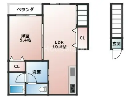 TJ田尻(1LDK/2階)の間取り写真