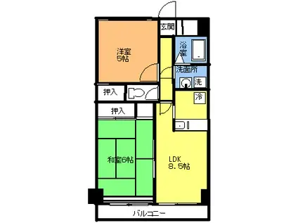 メゾン古奈(2LDK/4階)の間取り写真