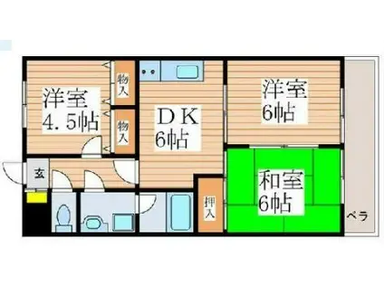 パールハイツ(3DK/2階)の間取り写真