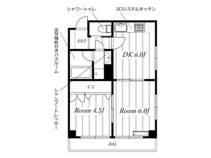 ベルグレイK・I(2DK/3階)の間取り写真