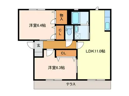 リバティ722(2LDK/1階)の間取り写真
