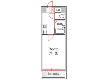 かがせビル(1K/4階)の間取り写真