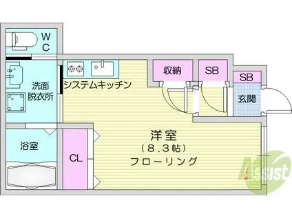 クレール長町(ワンルーム/1階)の間取り写真