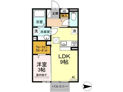 ロイジェントパークス広野 D(1LDK/1階)の間取り写真