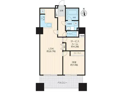 六本木ヒルズレジデンスB(1SLDK/21階)の間取り写真