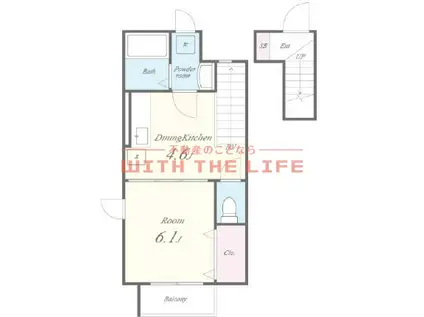 フローラ(1DK/2階)の間取り写真