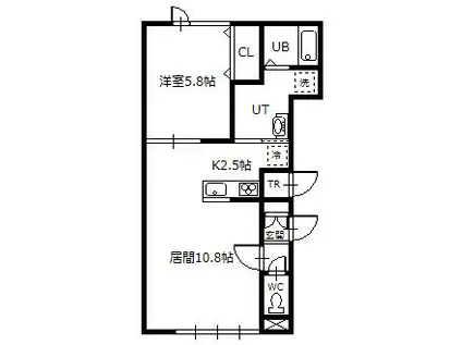 ツインクル旭町III(1LDK/1階)の間取り写真