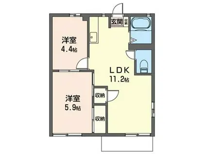 コートビレジ ミヤマエ(2LDK/1階)の間取り写真