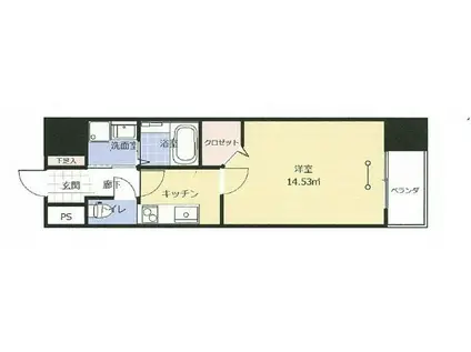 アークデュオ福島万世町(1K/2階)の間取り写真