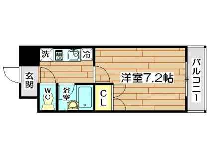 ノイレーベン古曽部(1K/2階)の間取り写真