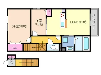 NHエステート御影山手(2LDK/2階)の間取り写真