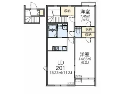 レオネクストジュヌ エルブ(2LDK/1階)の間取り写真
