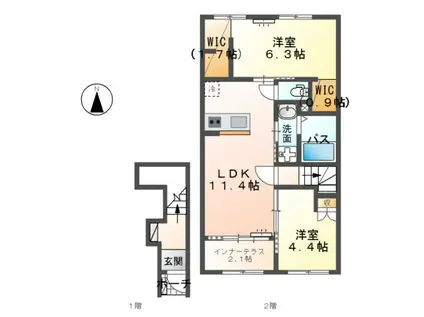 CENTRAL GARDEN II(2LDK/2階)の間取り写真
