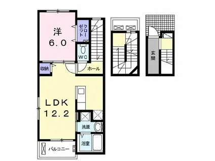 PBコンフォート(1LDK/3階)の間取り写真