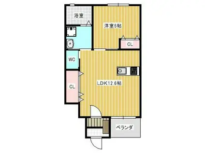 ALBA GRANDE(1LDK/1階)の間取り写真