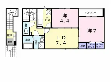 コートドールII(2LDK/2階)の間取り写真